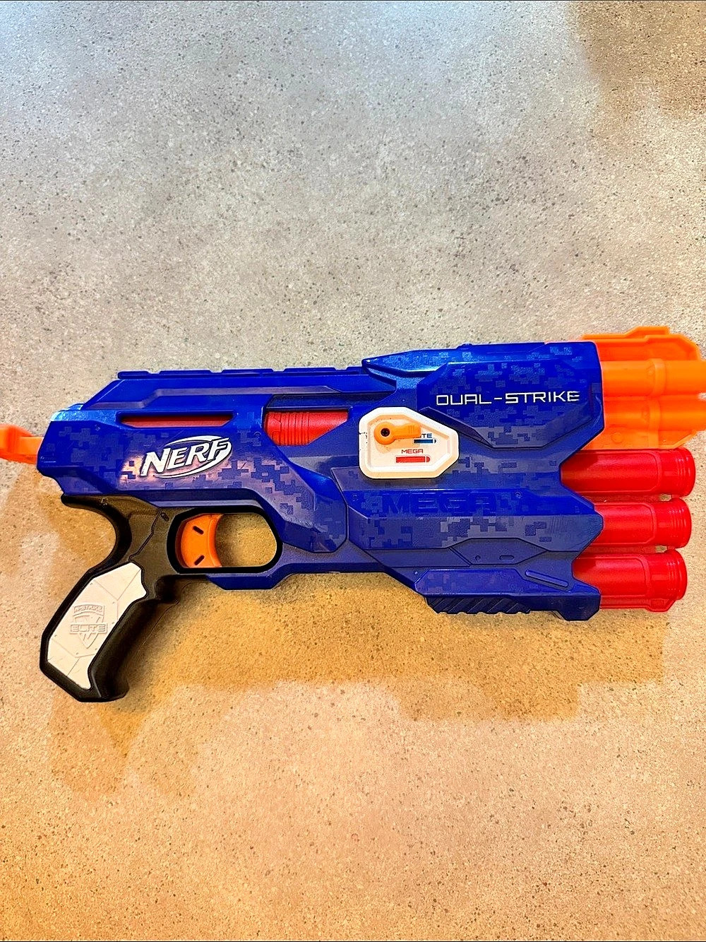 Nerf Dual-Strike Toy Blaster in Blue & Orange